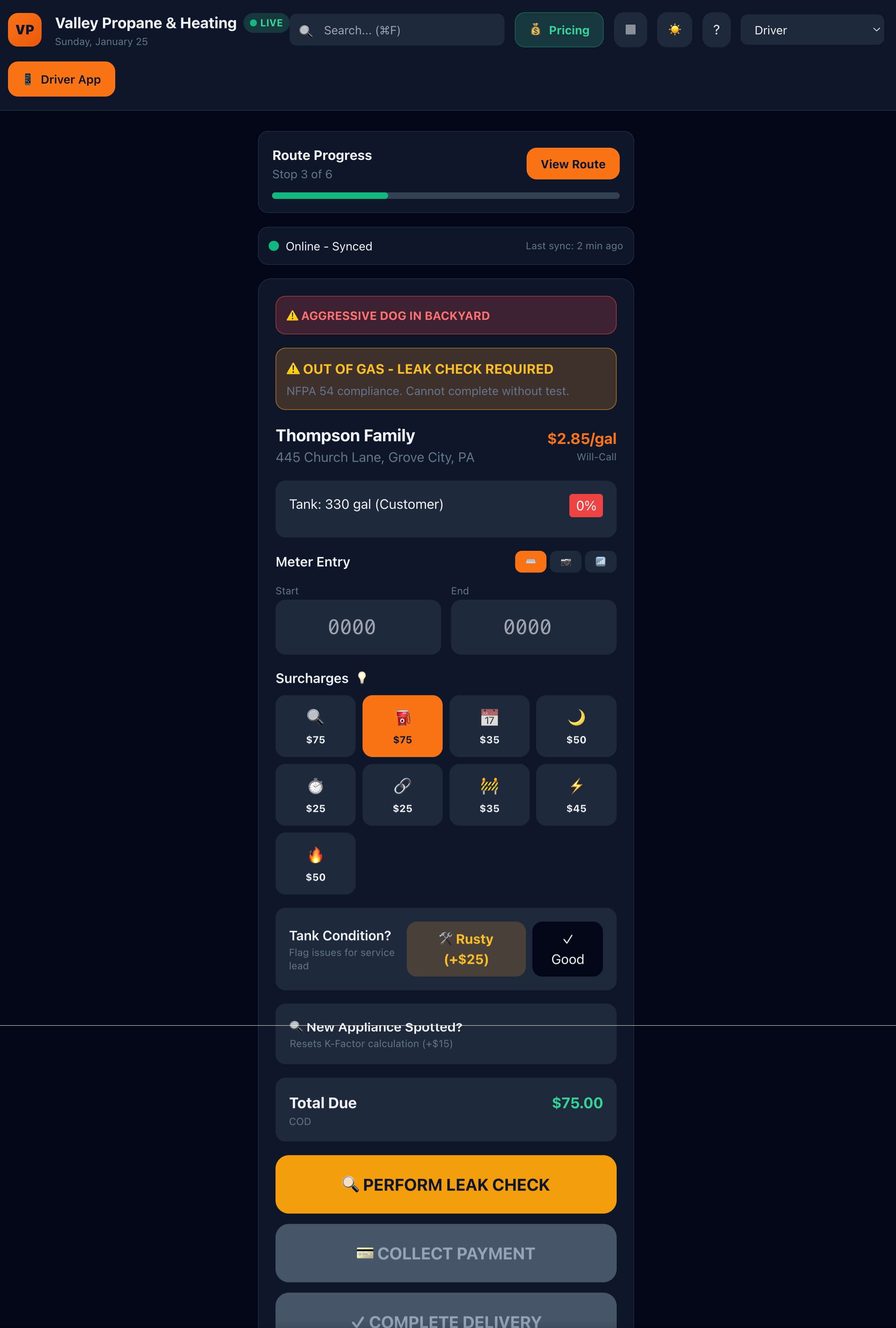 Driver Mobile App - Large touch targets designed for glove use in winter